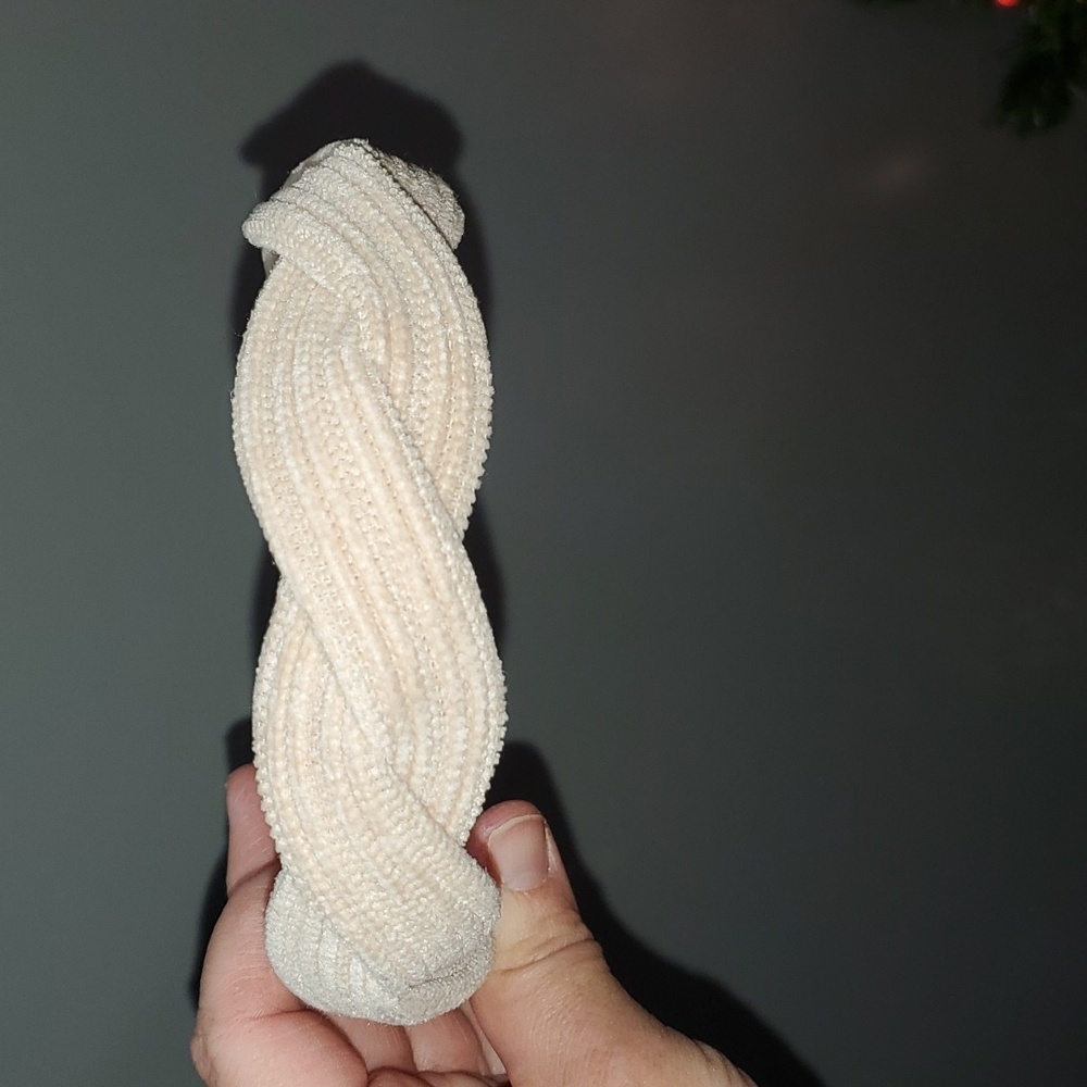 New handmade boutique corduroy braided flexible wide headband off white - Picture 4 of 6